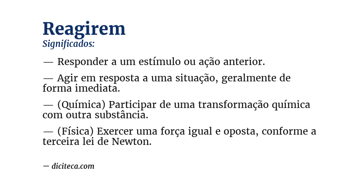 Significado de reagirem