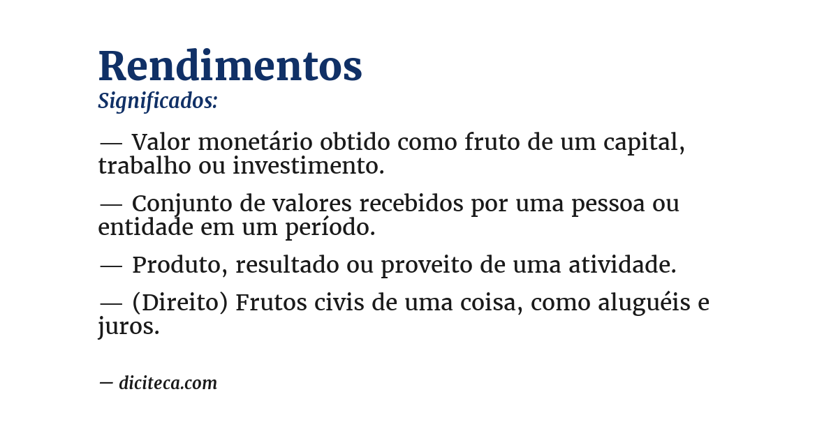 Significado de rendimentos