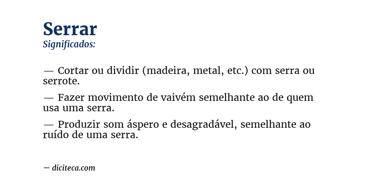 Significado de serrar
