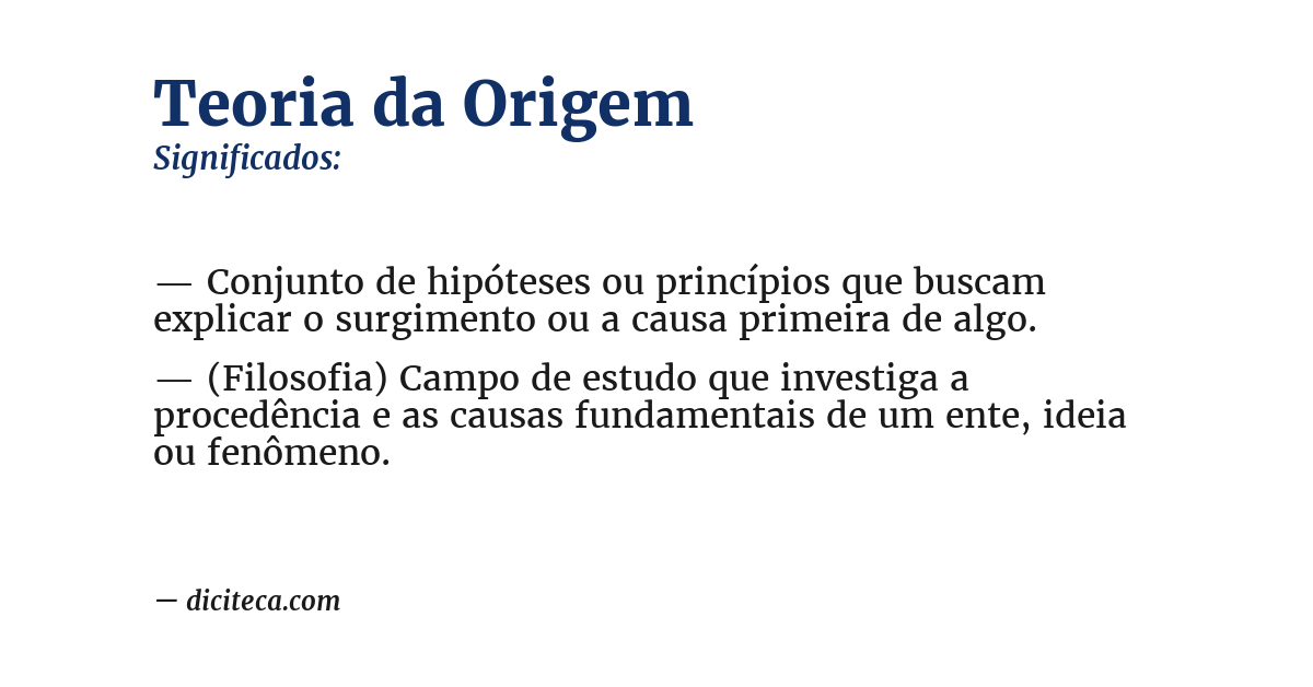 Significado de teoria da origem