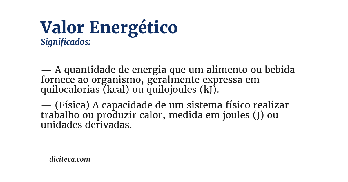 Significado de valor energético