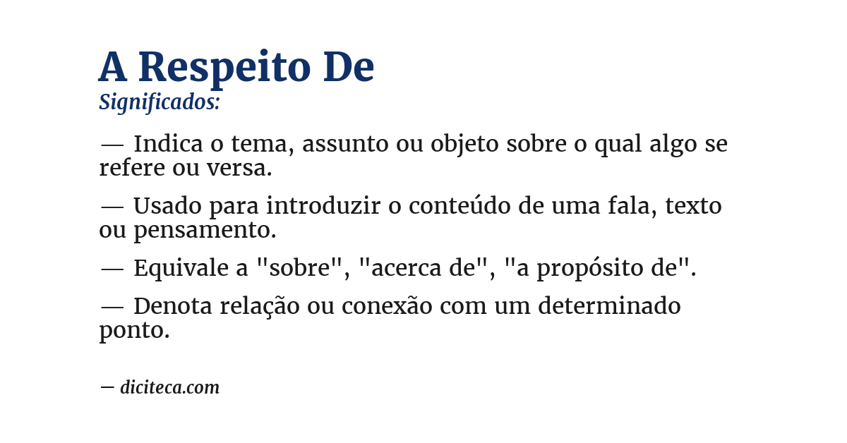 Significado de a respeito de