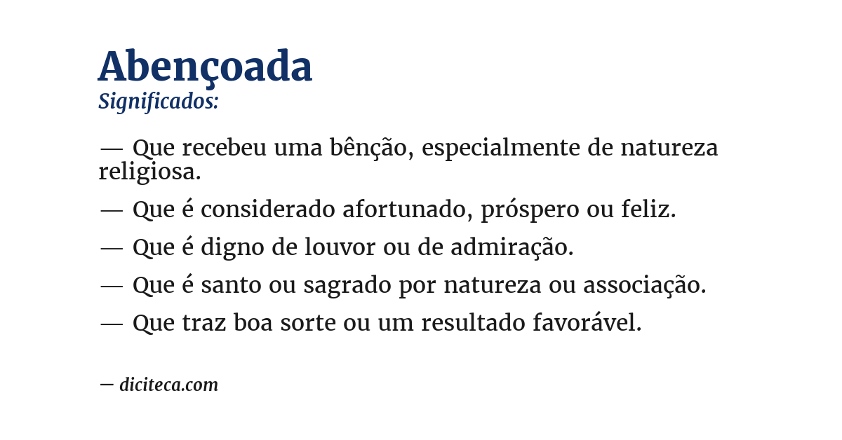 Significado de abençoada