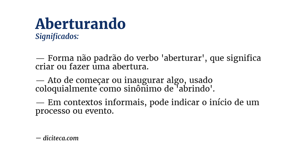 Significado de aberturando