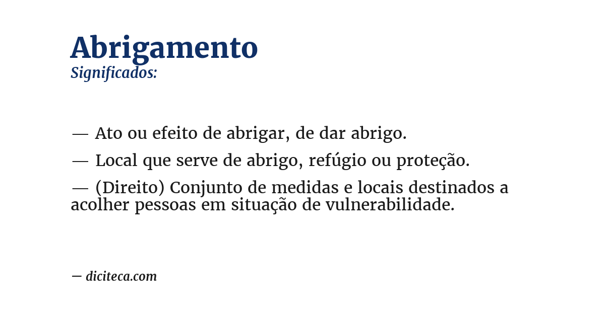 Significado de abrigamento
