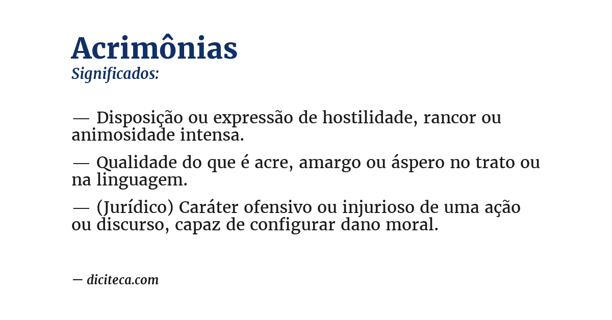 Significado de acrimônias