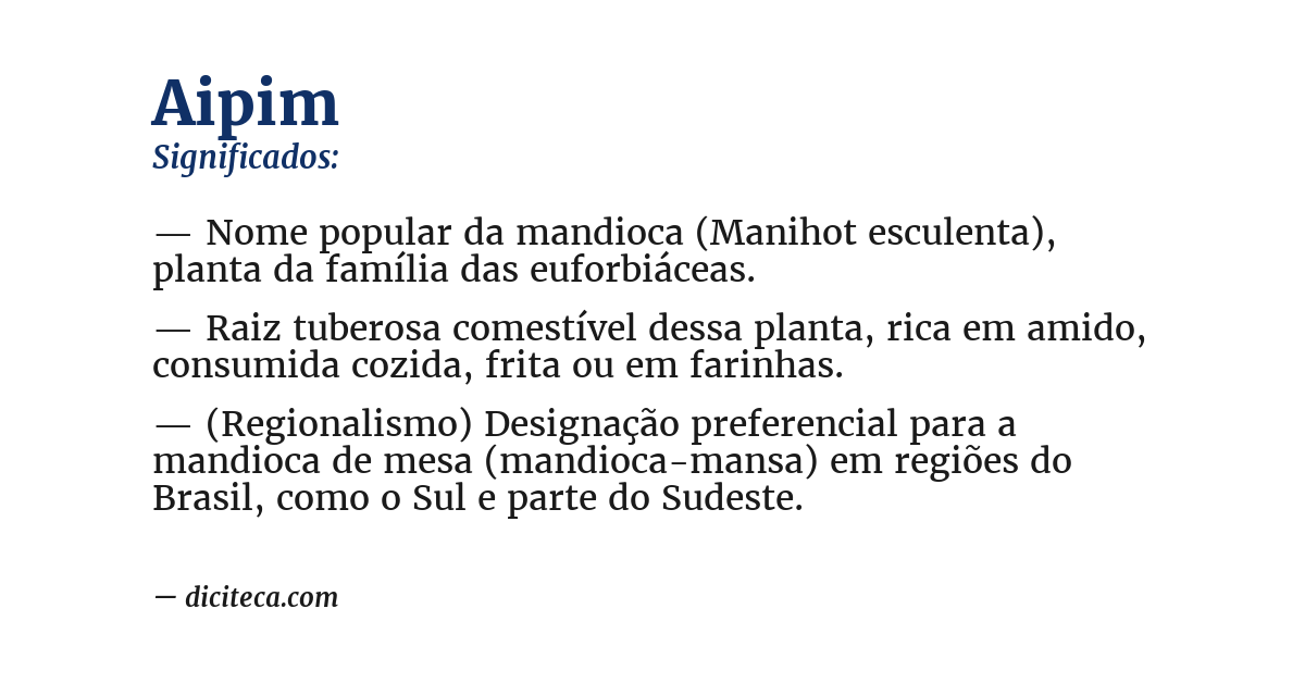 Significado de aipim