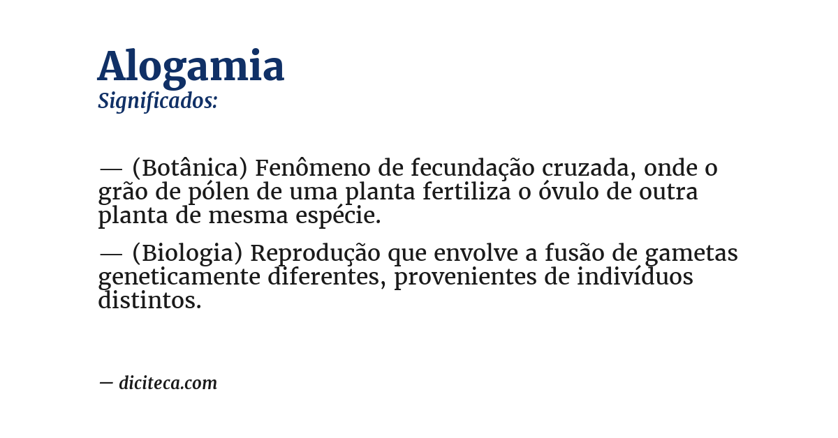 Significado de alogamia