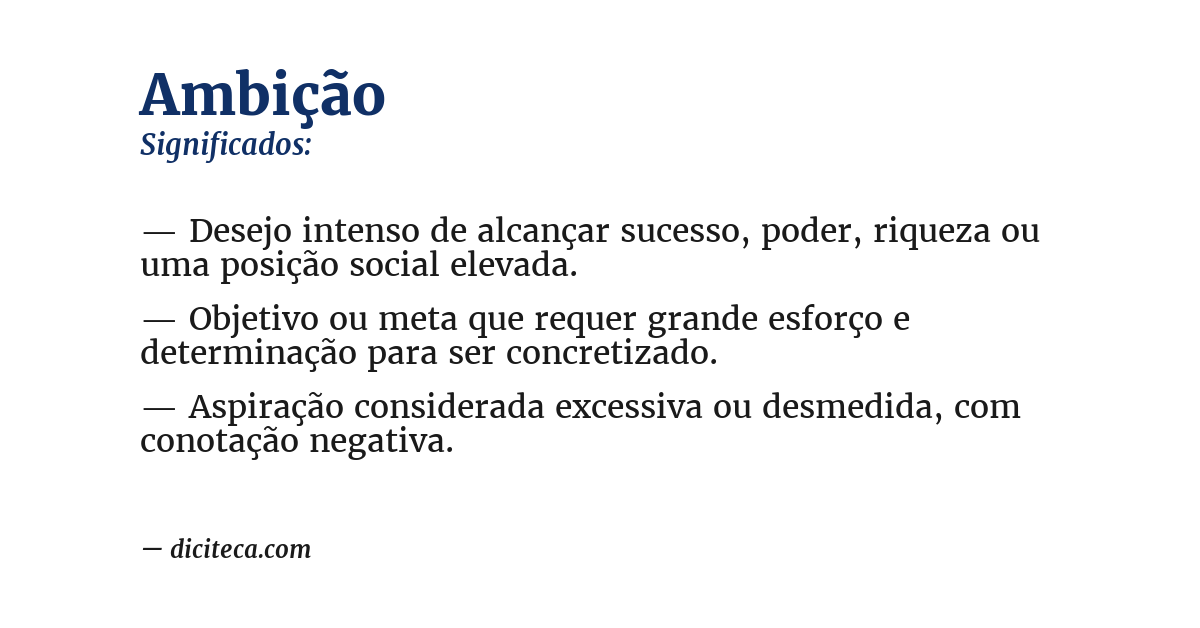 Significado de ambição