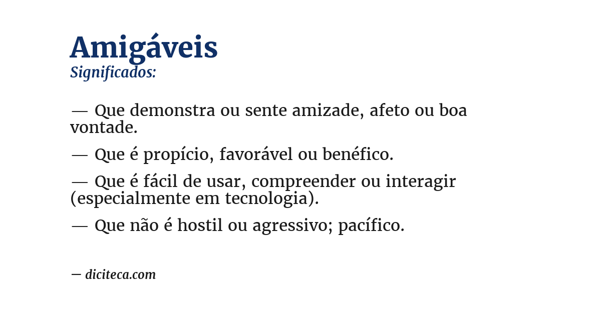 Significado de amigáveis