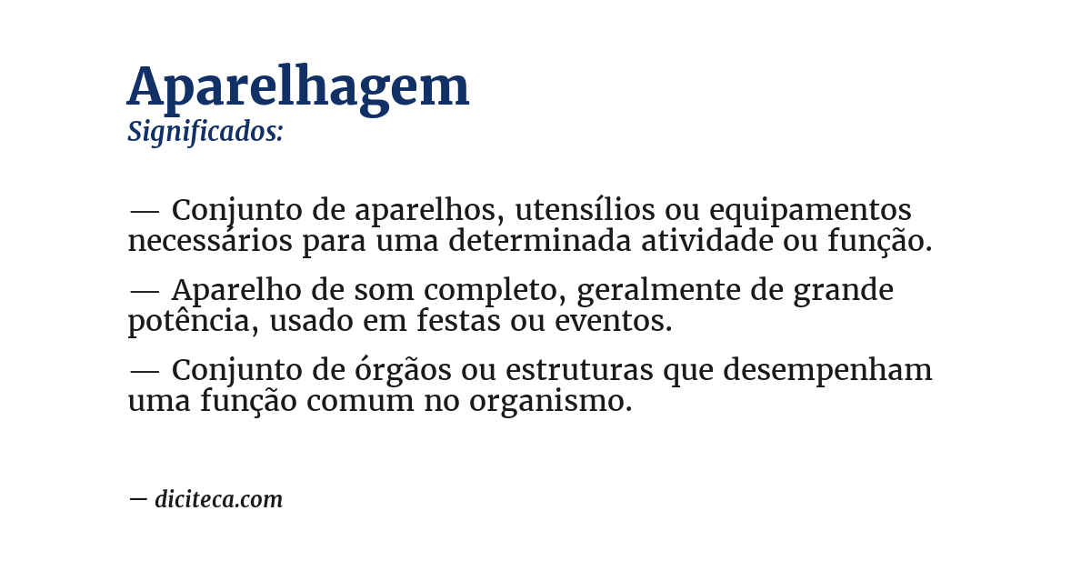 Significado de aparelhagem