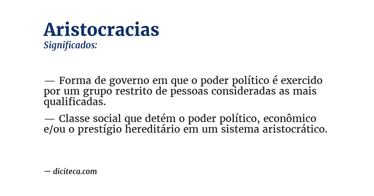 Significado de aristocracias