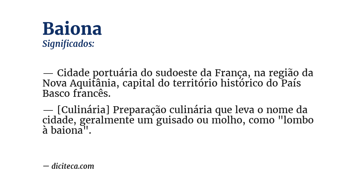 Significado de baiona