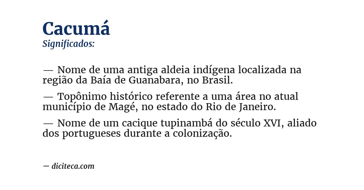 Significado de cacumá