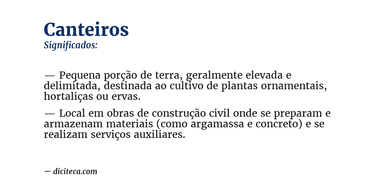 Significado de canteiros