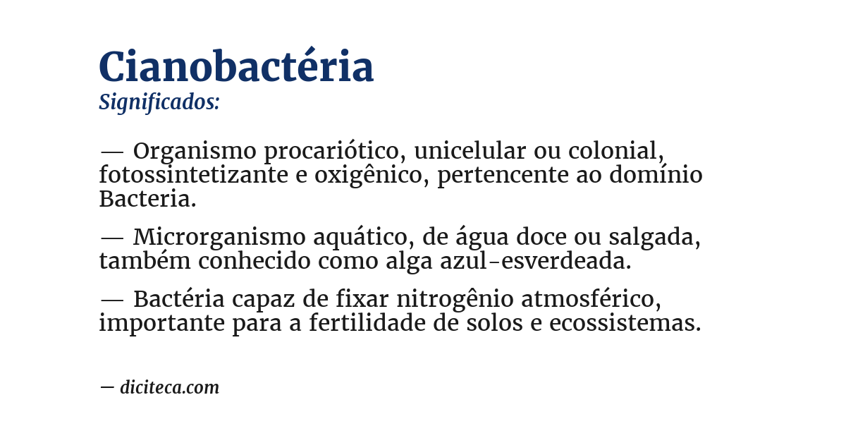 Significado de cianobactéria