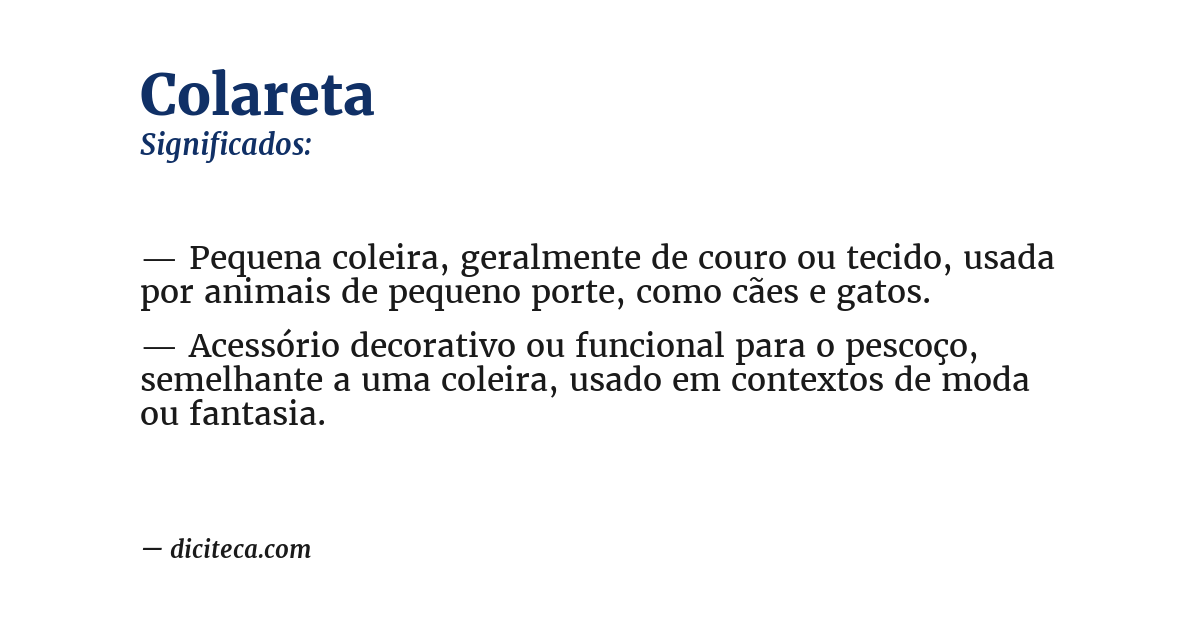 Significado de colareta