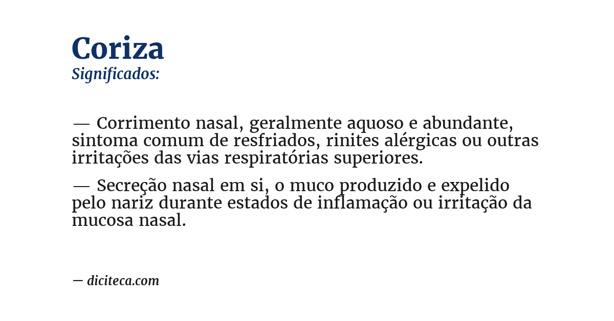 Significado de coriza