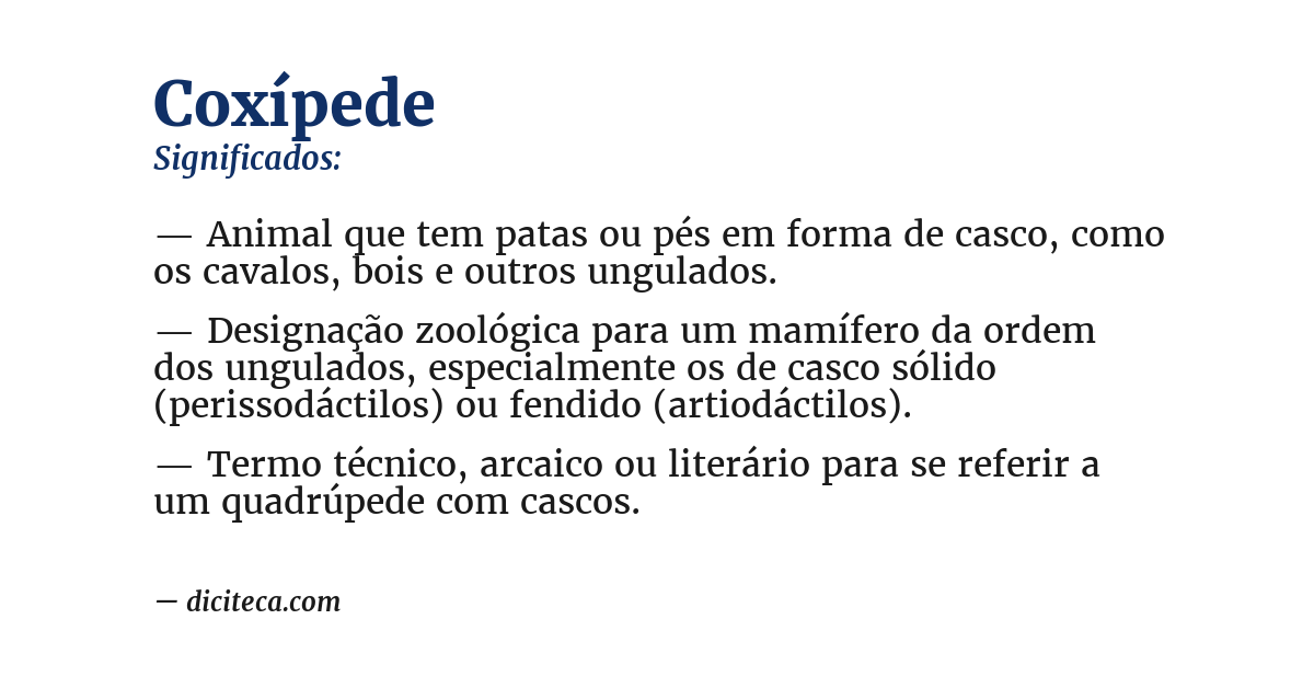 Significado de coxípede