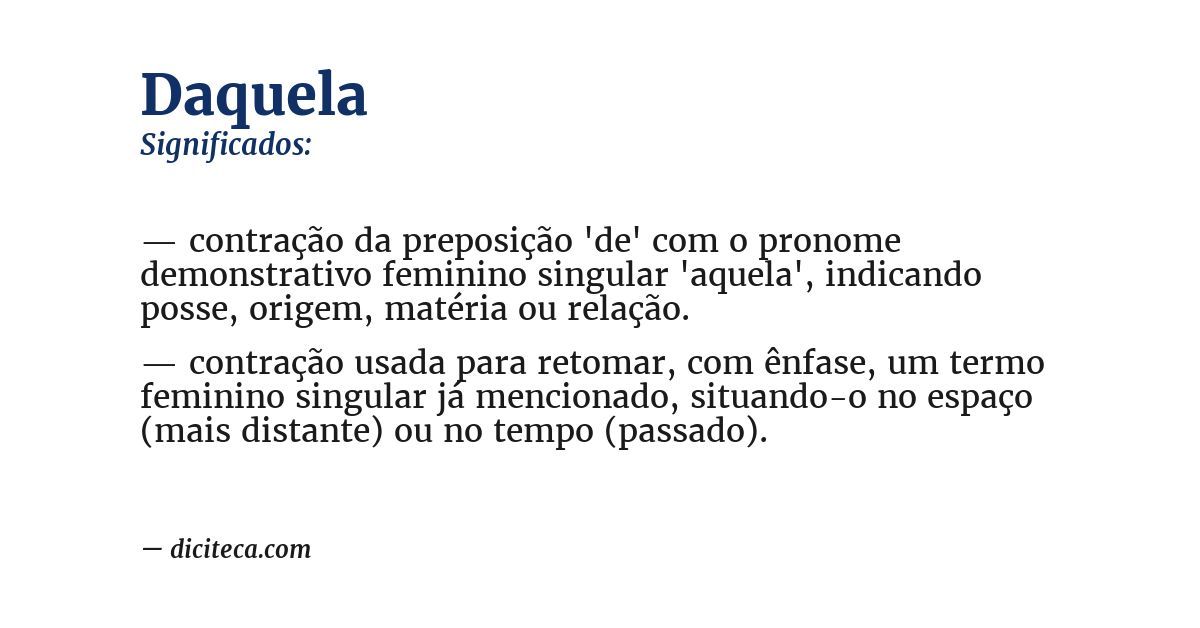 Significado de daquela