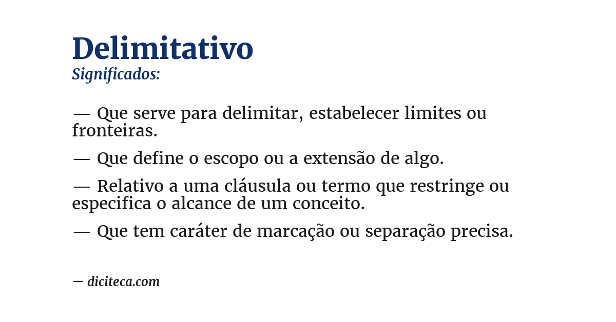 Significado de delimitativo