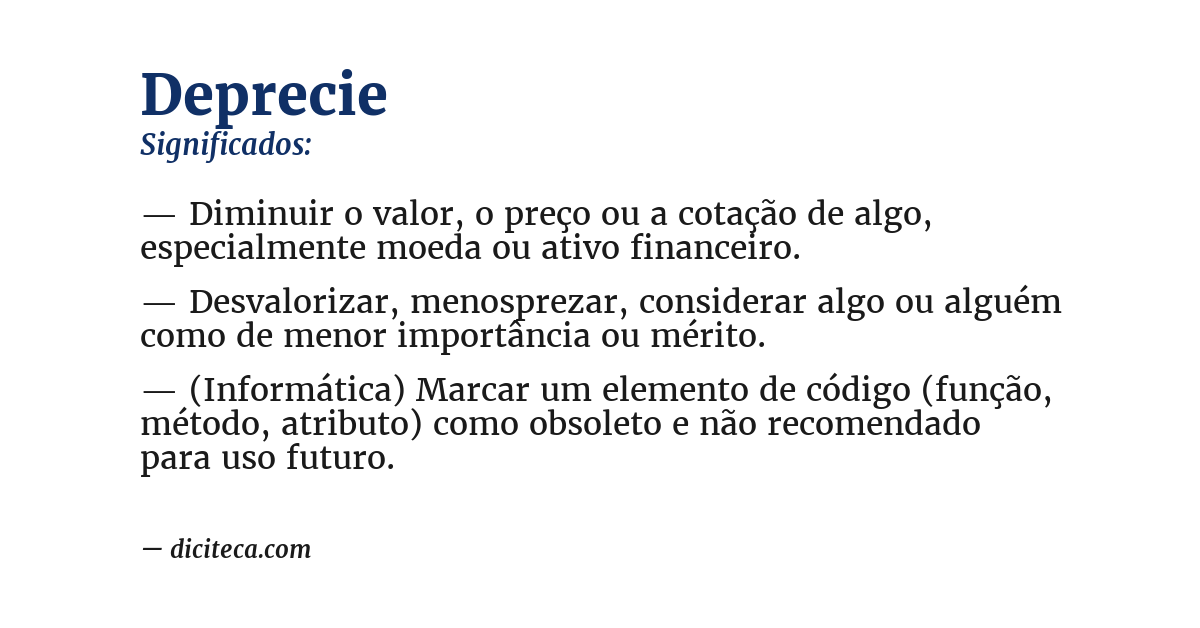 Significado de deprecie