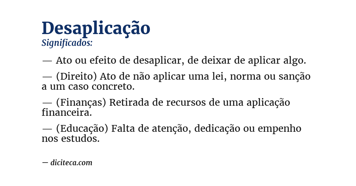Significado de desaplicação