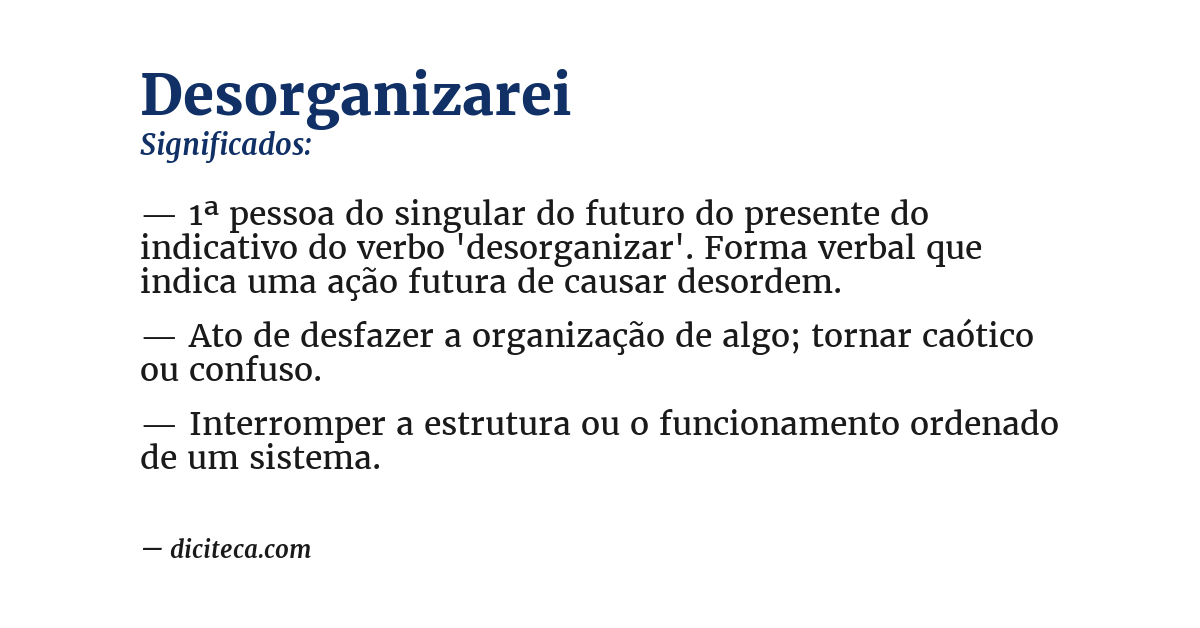 Significado de desorganizarei
