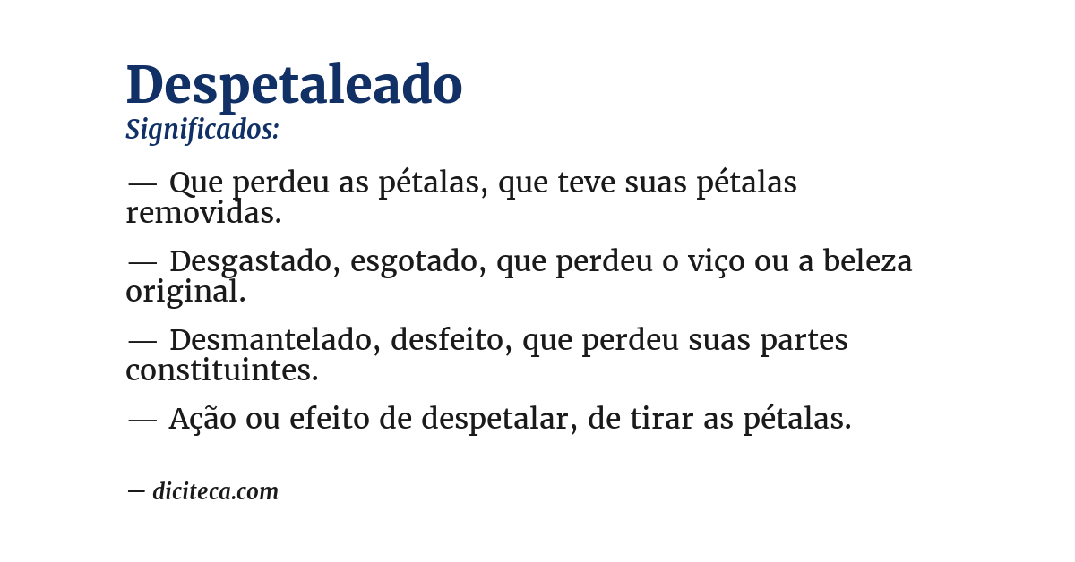 Significado de despetaleado
