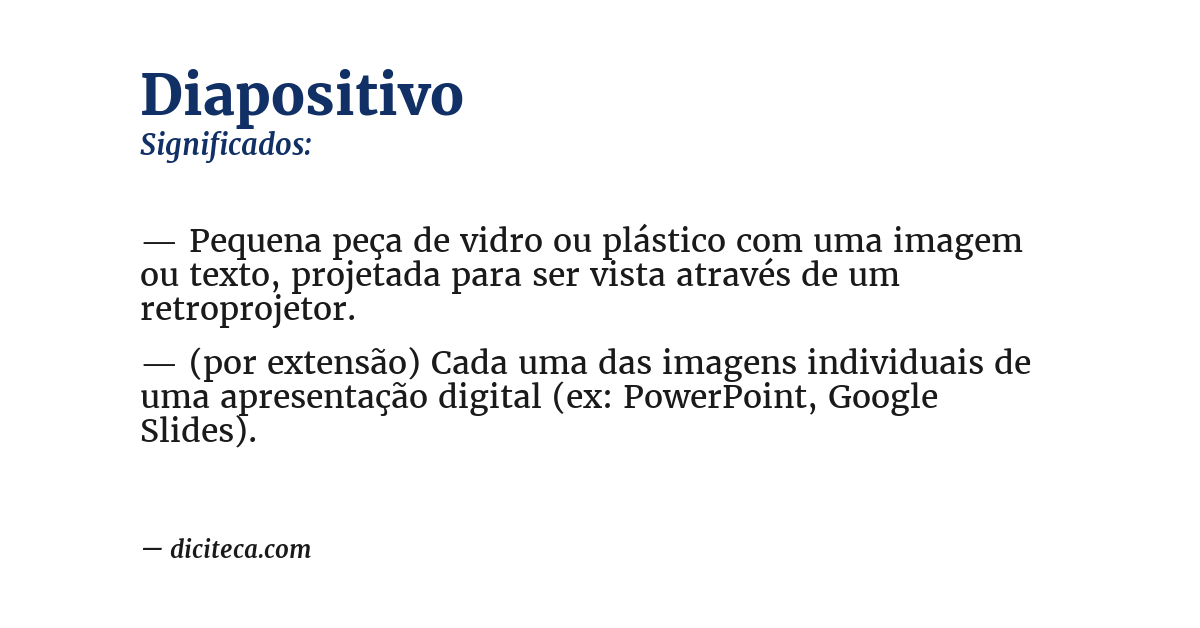Significado de diapositivo