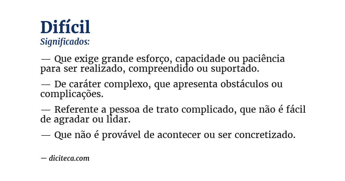 Significado de difícil