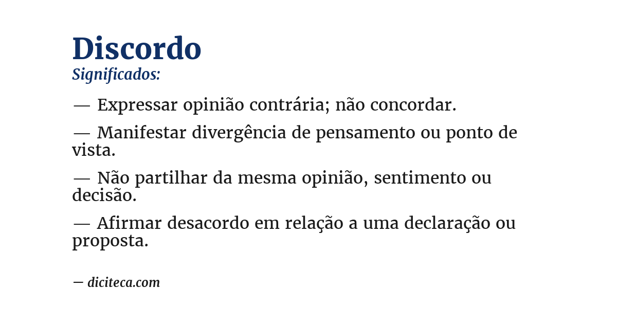 Significado de discordo