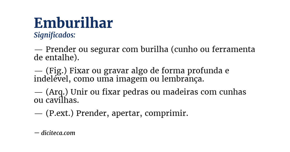 Significado de emburilhar