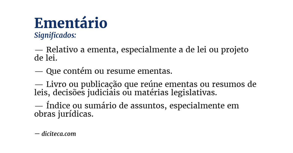Significado de ementário