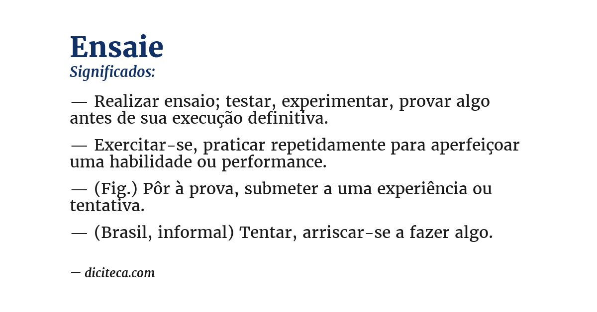Significado de ensaie