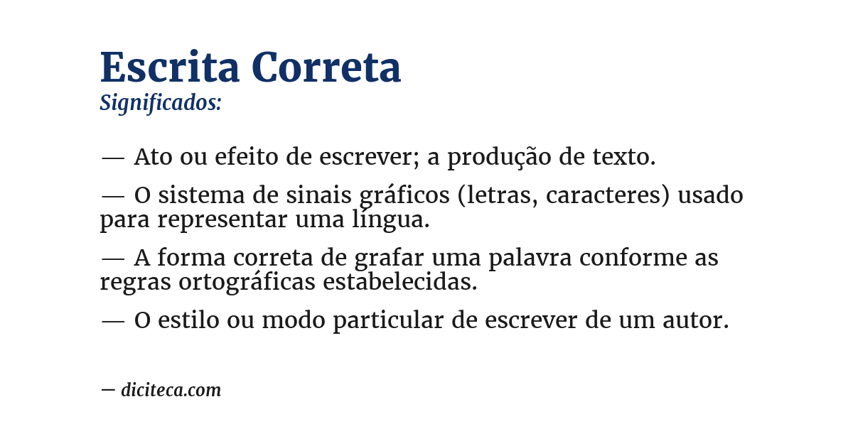 Significado de escrita correta