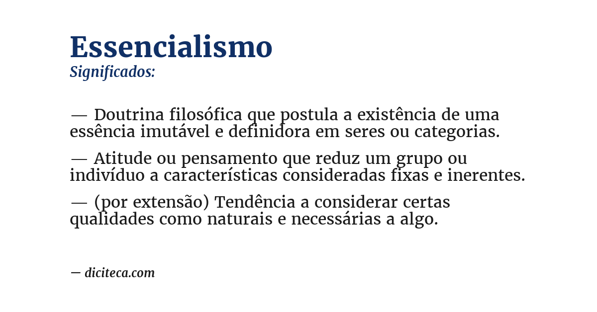 Significado de essencialismo