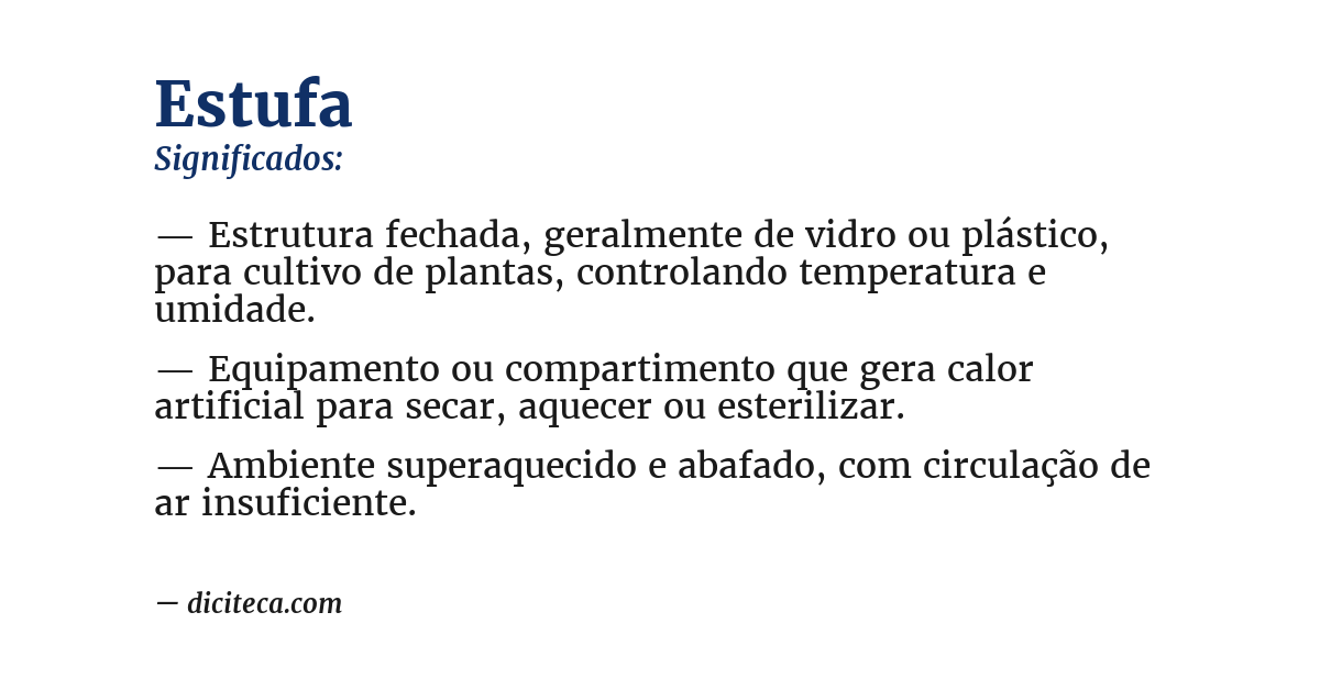 Significado de estufa