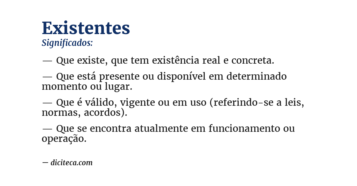 Significado de existentes