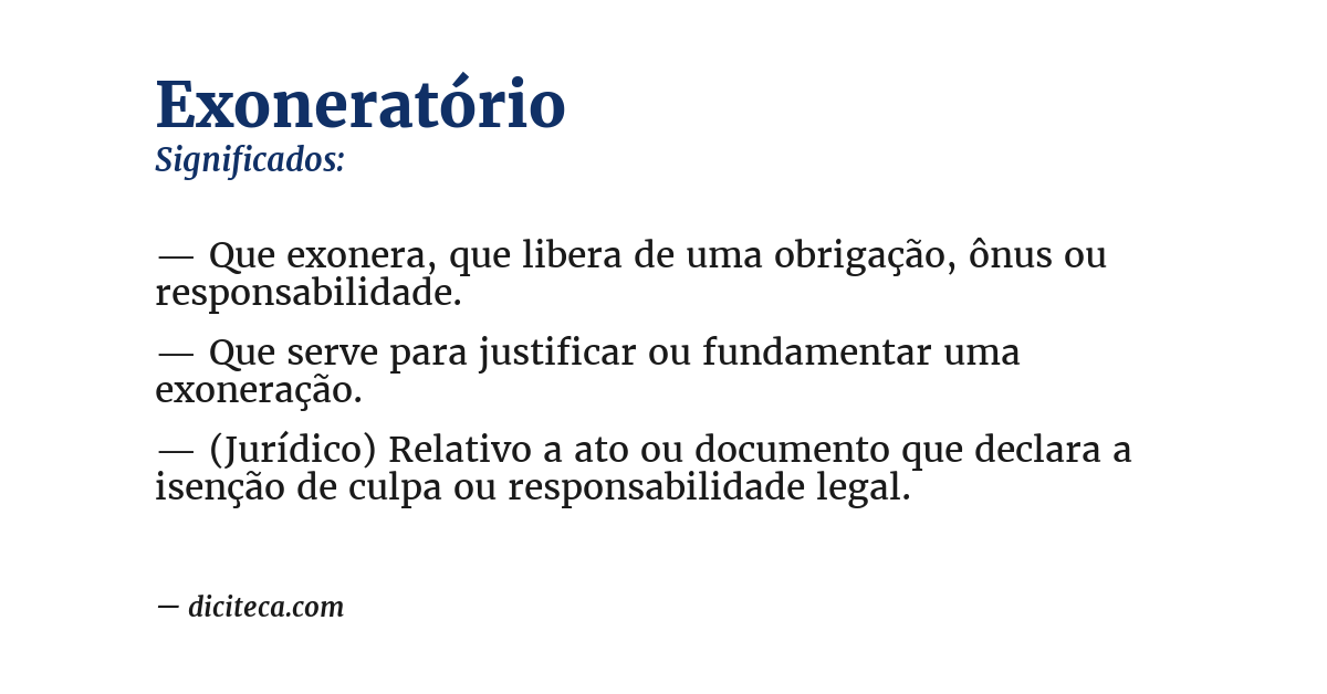Significado de exoneratório