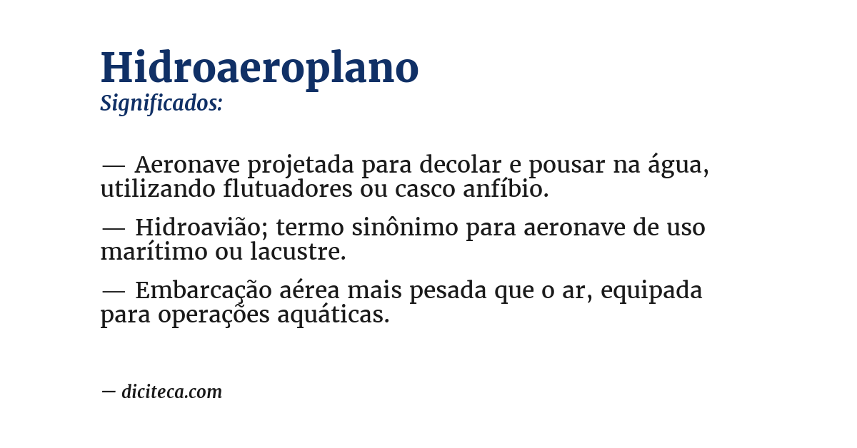 Significado de hidroaeroplano