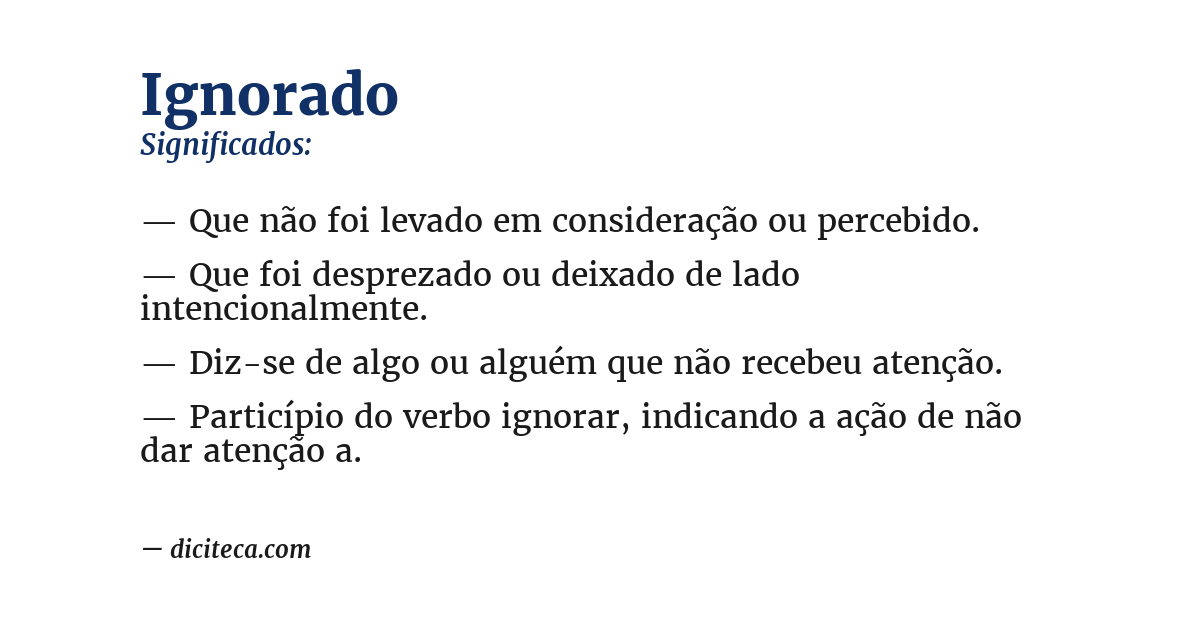 Significado de ignorado