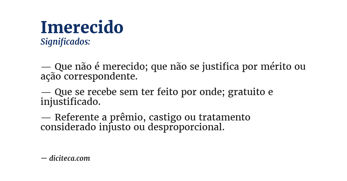 Significado de imerecido