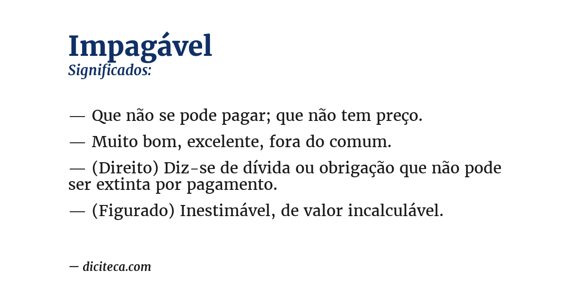 Significado de impagável