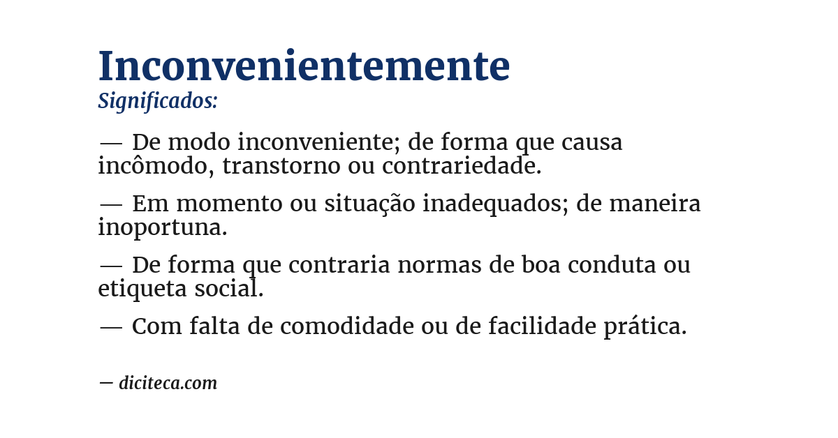 Significado de inconvenientemente