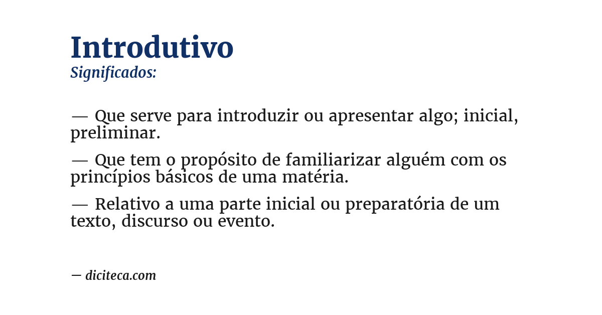 Significado de introdutivo