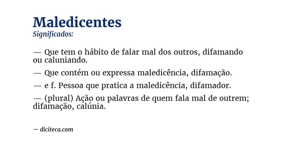 Significado de maledicentes