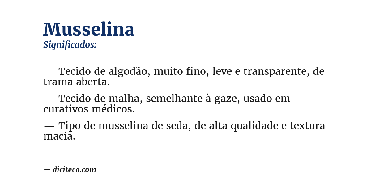 Significado de musselina