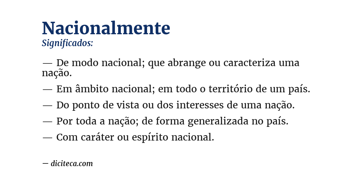 Significado de nacionalmente