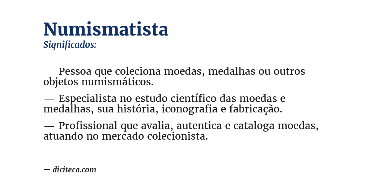 Significado de numismatista